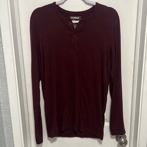 Express Slim Supersoft Stretch Moisture Wicking Henley Long Sleeve Maroon